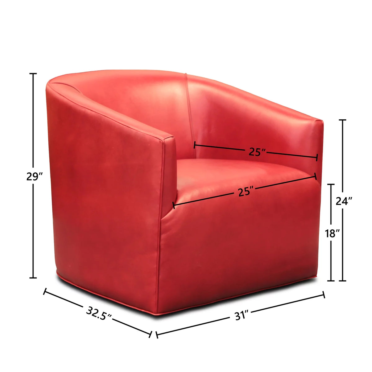 100% Top Grain Leather Swivel Club Armchair V746