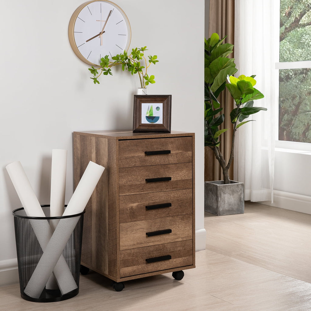 White 5 Drawer Storage Cabinet with Shelf U440096
