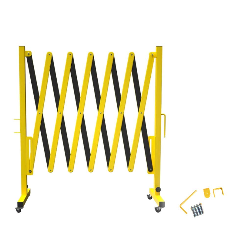 Expandable Metal Barricade, 11 Feet, Yellow and Black D601143