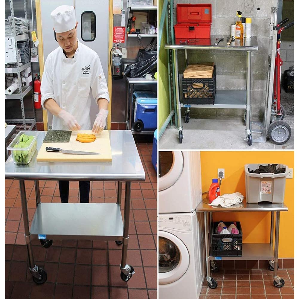 24 x 60 Stainless Steel Work Table with Casters C5956