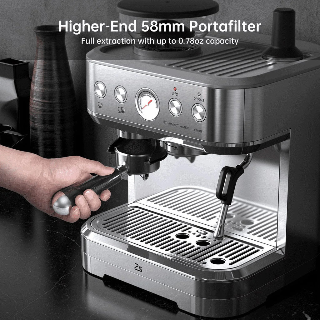 Espresso Machine with Grinder & Milk Frother, 15 Bar Coffee Maker X32304