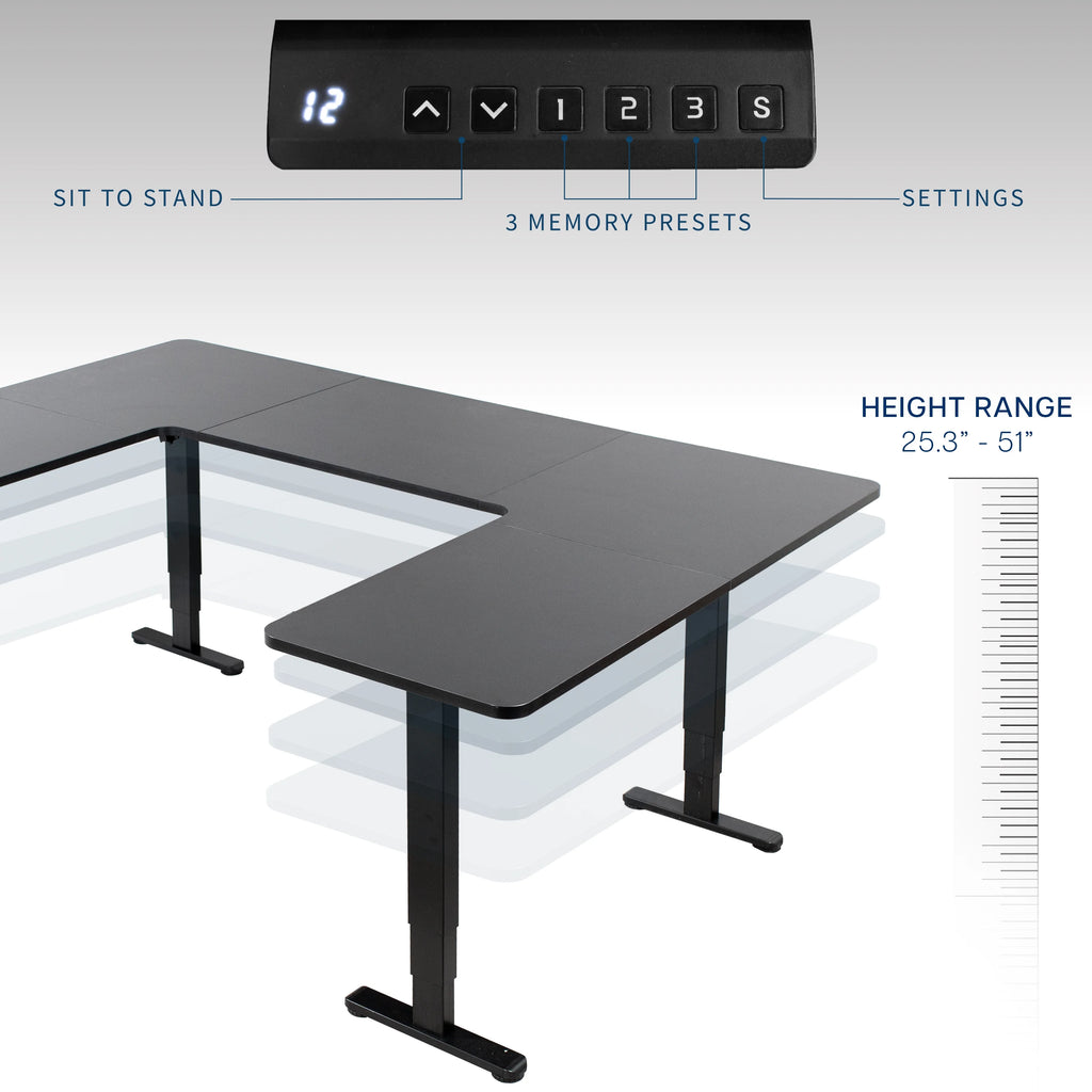 Black U-Shaped Height Adjustable Electric Standing Desk I8878