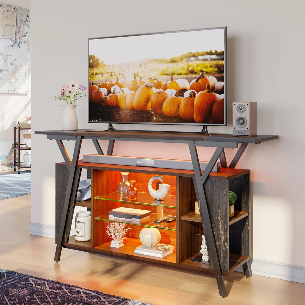Walnut TV Stand with Power Outlets H665