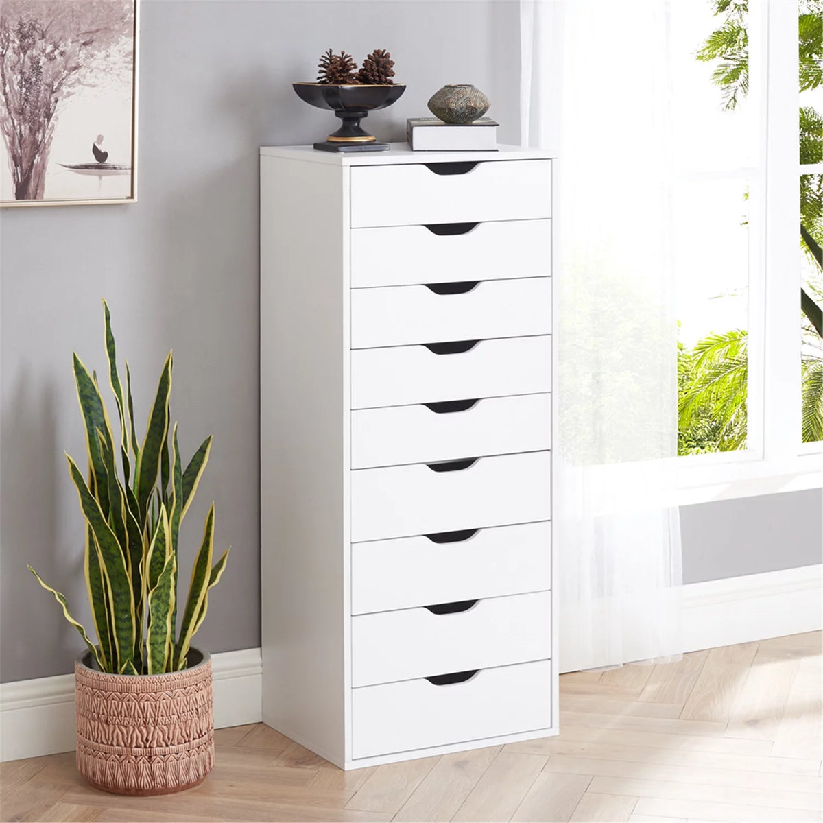 White 5 Drawer Storage Cabinet with Shelf U440096