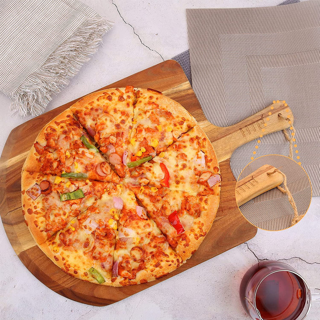 Acacia Wood Pizza Board With Cutter D91396