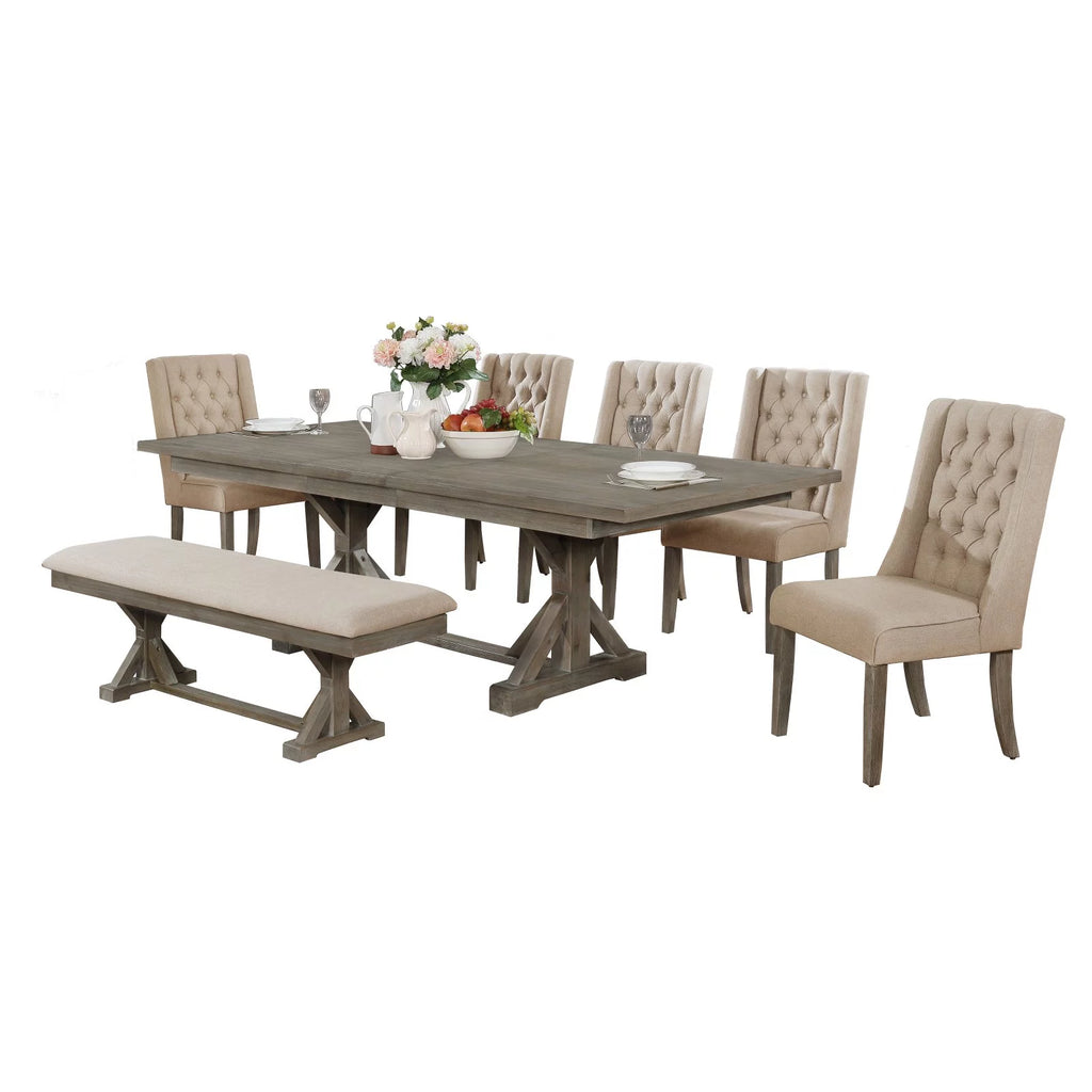 Gray Linen Dining Bench B8882
