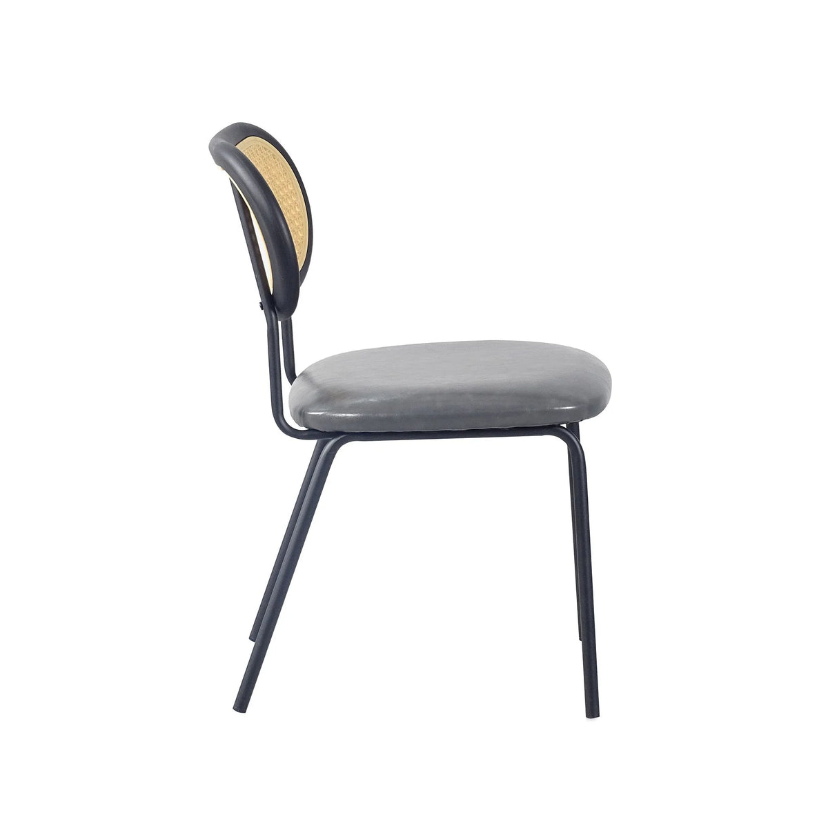 Light Gray Set of 4 Upholstered Dining Chairs with Black Metal Legs Y187820