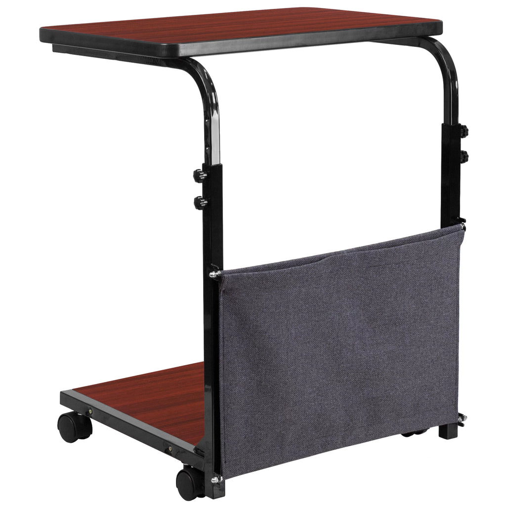 Mahogany Ergonomic Computer Desk with Removable Pouch E322