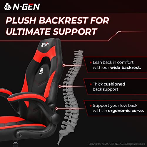 Black Ergonomic PU Leather Gaming Chair with Lumbar Support J378