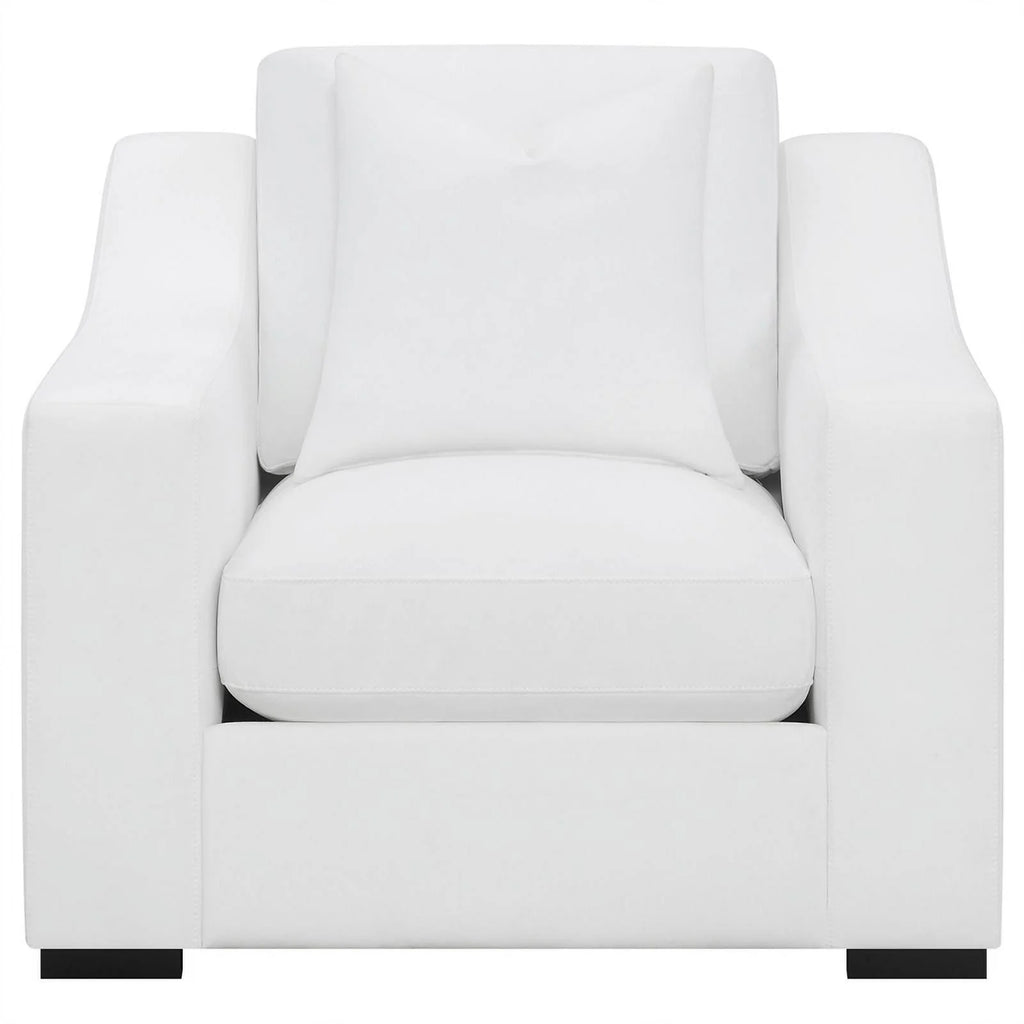 White Upholstered Fabric Chair with Sloped Arms G852053