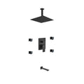 Matte Black Shower Set with Rain Shower, Tub Filler and 4 Body Jets H651