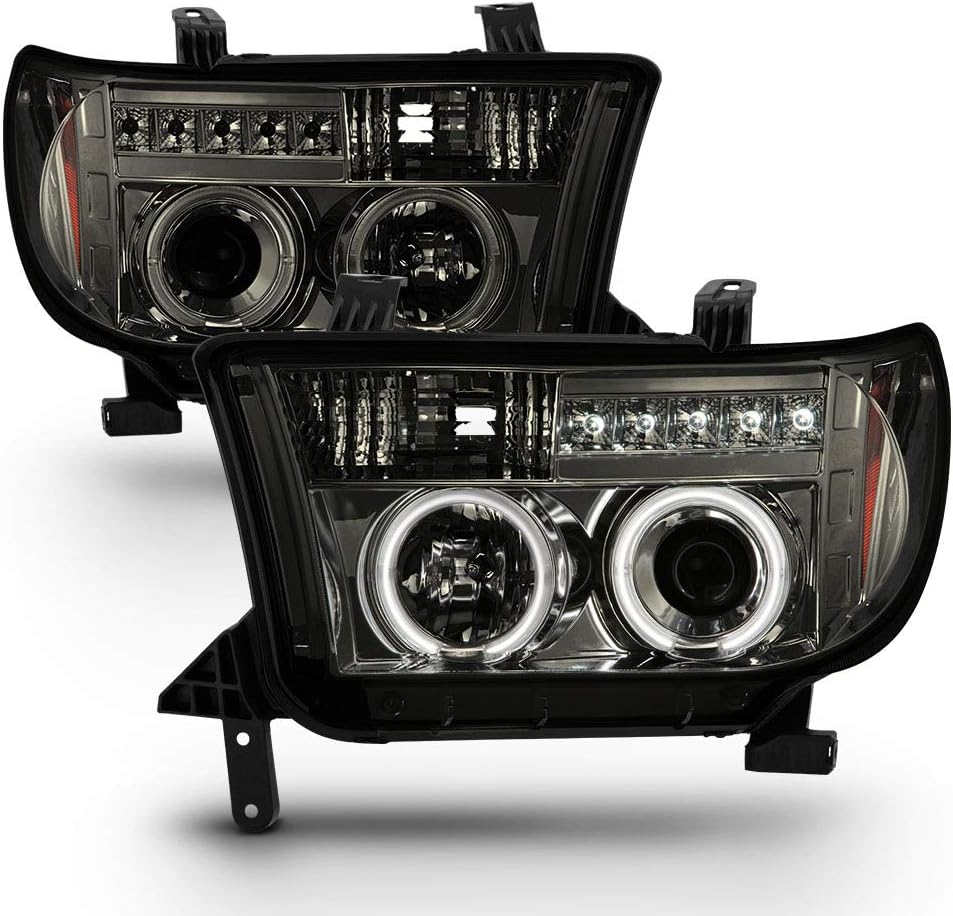 For 2007-2013 Toyota Tundra LED Halo Chrome Housing Projector Headlights Left+Right W40025