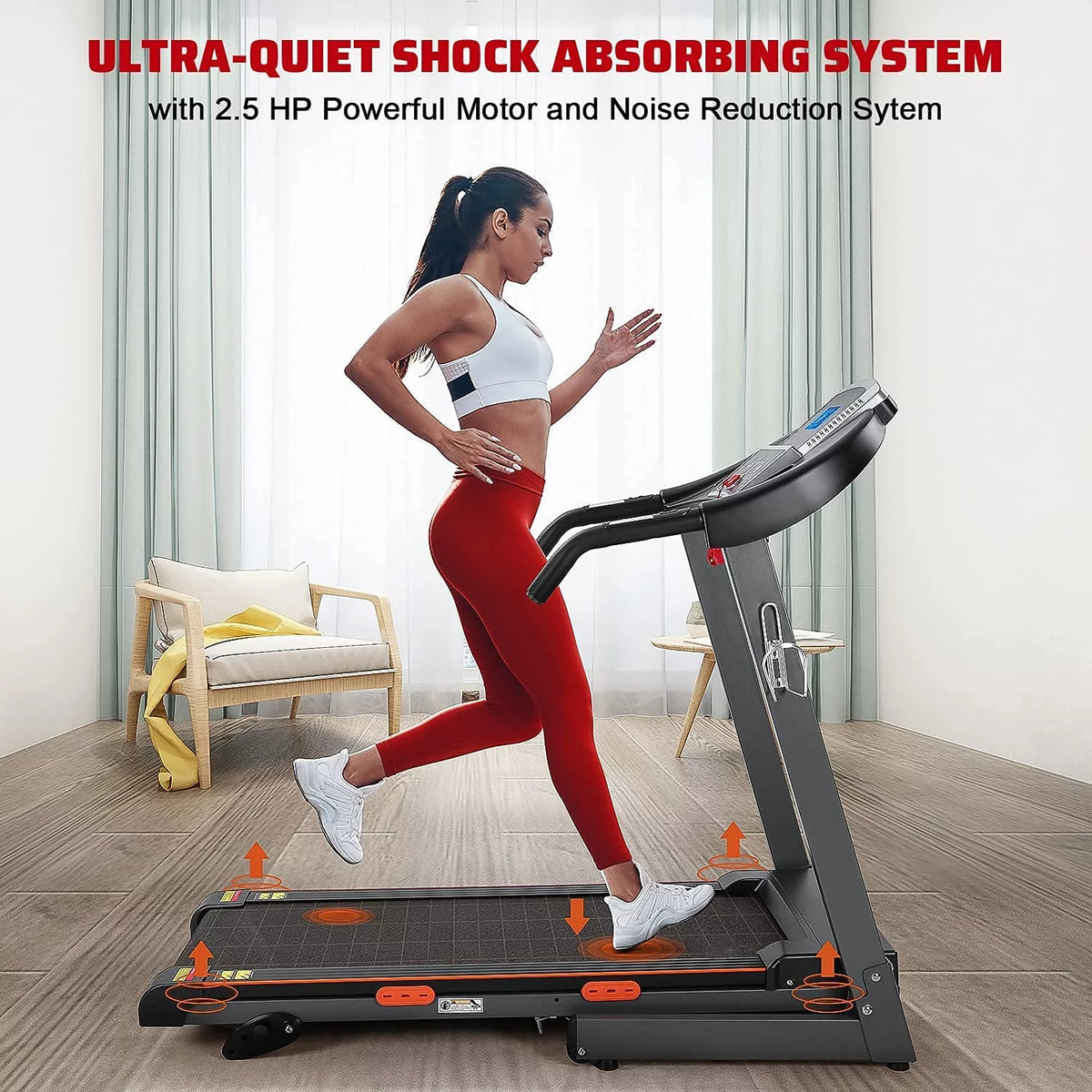 Electric Foldable Treadmill 2.5 HP 3 Levels Incline H216