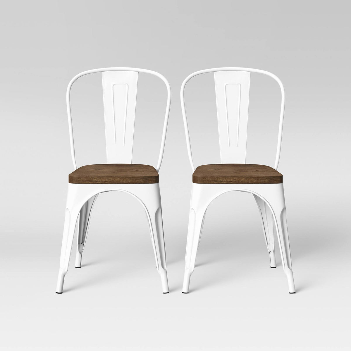 Matte White Wood Seat Dining Chair Set of 2 Y598848