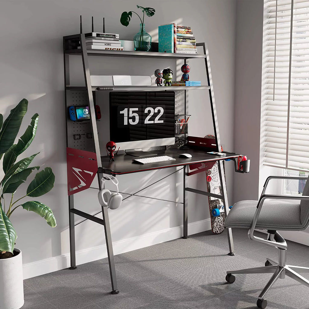 43'' Gaming Desk with Shelves F5057