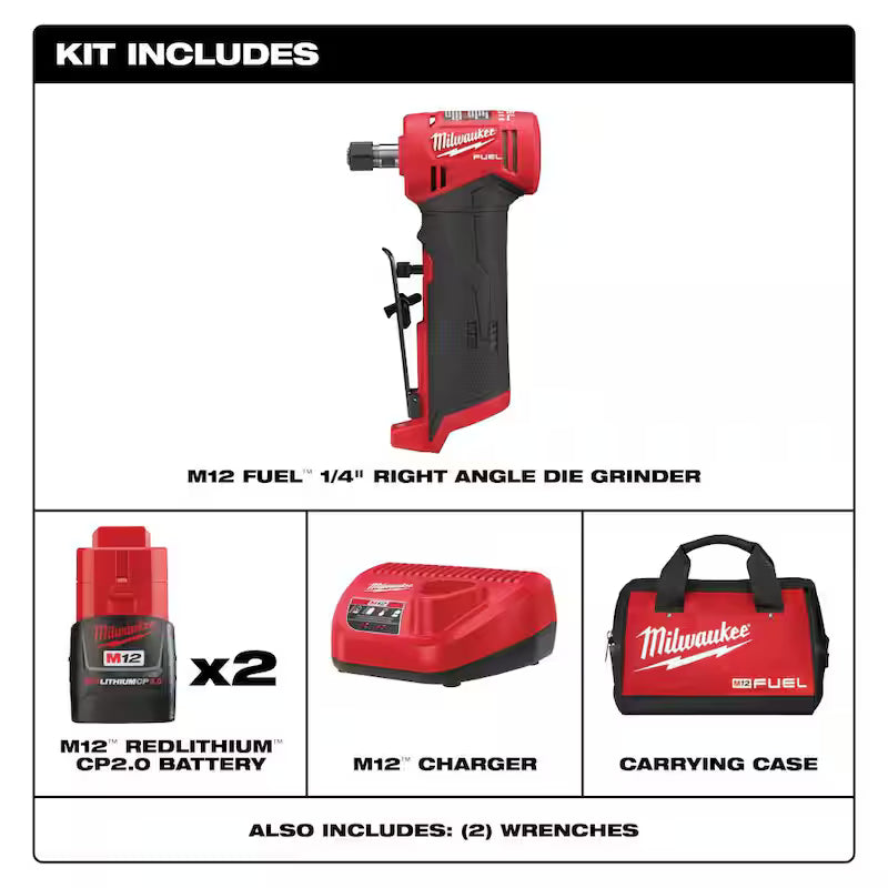 12-Volt Lithium-Ion Cordless Right Angle Die Grinder Kit with Right Angle Drill D58441