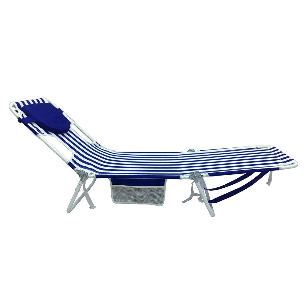 Blue & White Stripe Folding Beach Lounger 2-Pack I42607