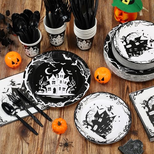 500 Pcs Halloween Party Supplies Plates Cups Napkins and Cutlery Set F848