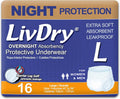 Large Incontinence Underwear, Overnight, 16-Pack C43019