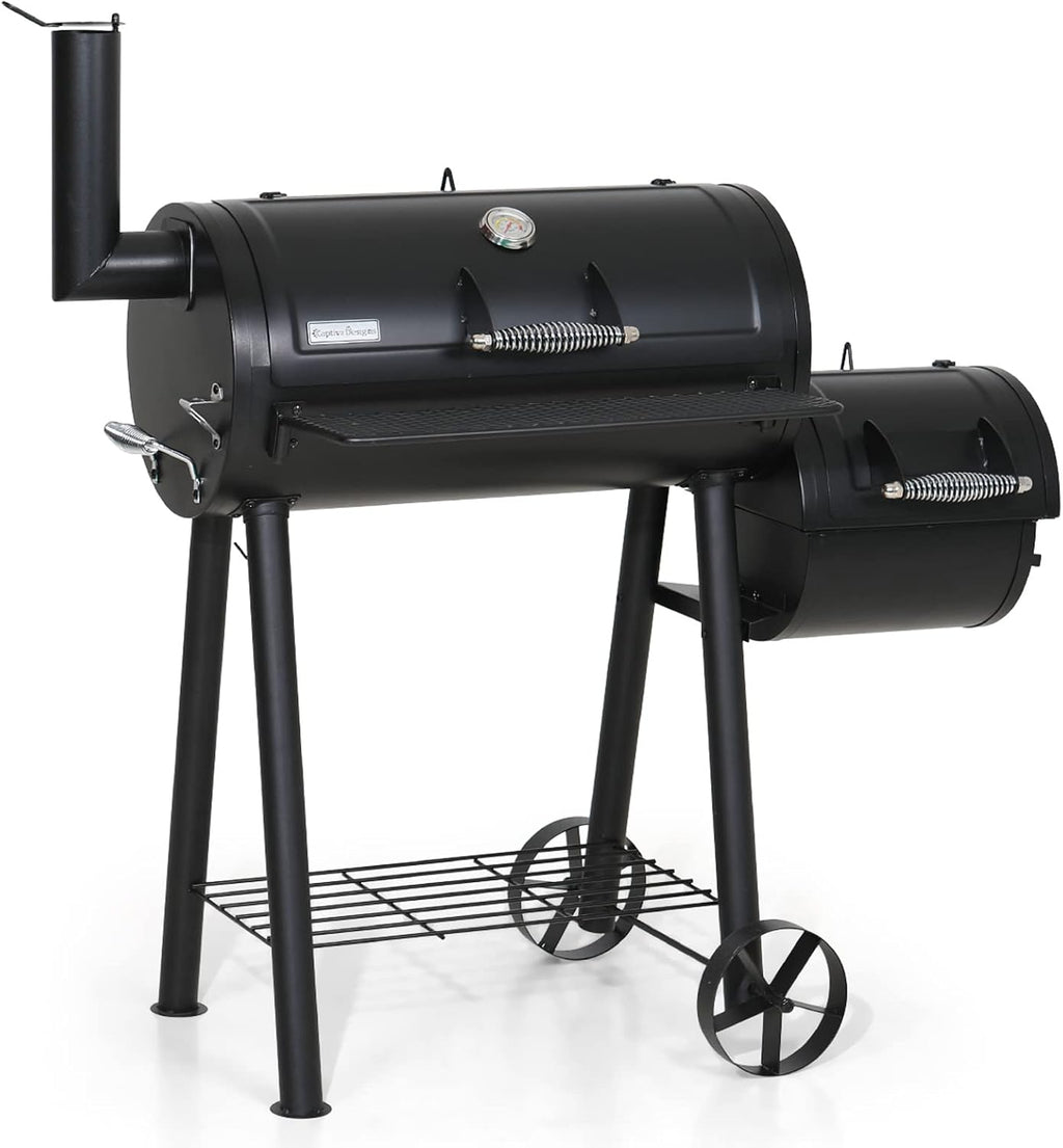 28-Inch Charcoal Barrel Grill with Offset Smoker C71267