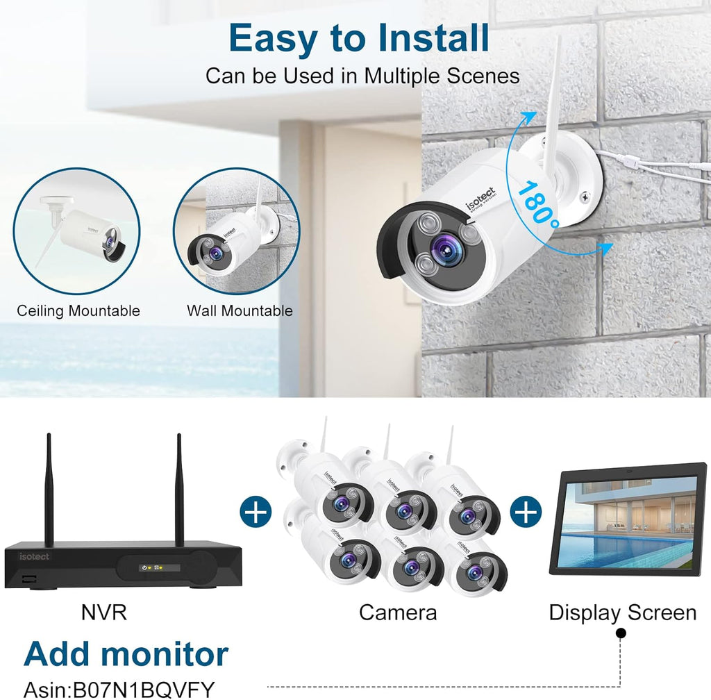 8CH Full HD 1080P Wireless Security Camera System with 6 Cameras I957899