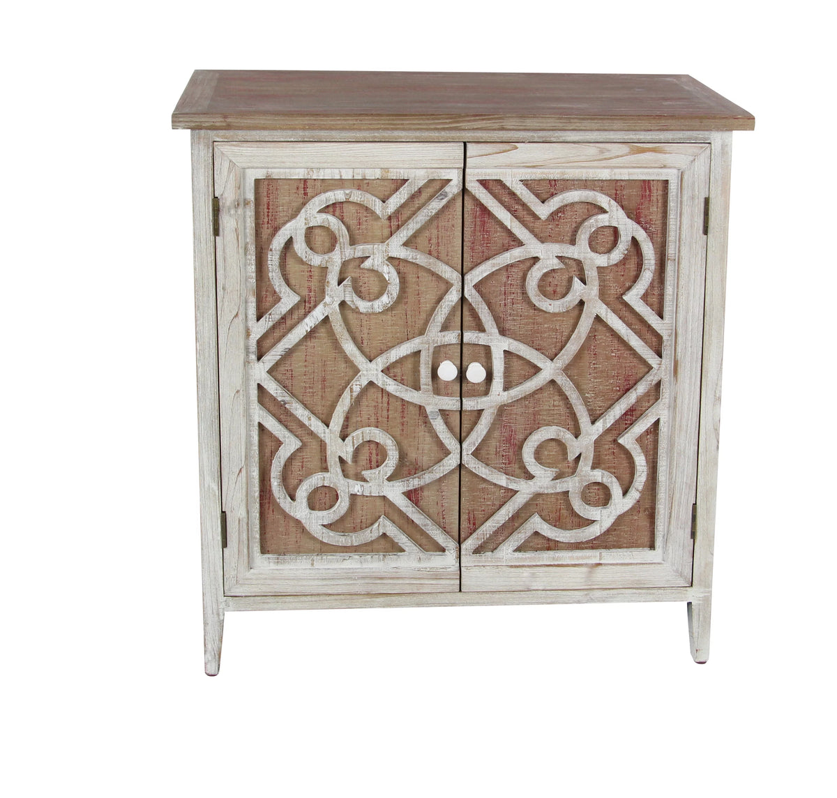 Light Brown Wood 1 Shelf 2 Door Geometric Cabinet R68220