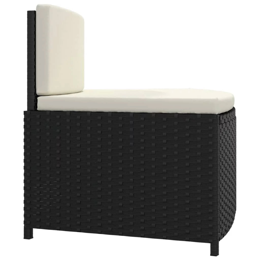Black Poly Rattan Spa Benches with Cushions 2 pcs J9404