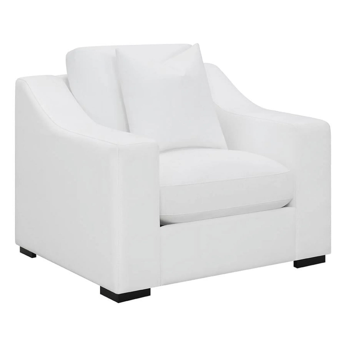 White Upholstered Fabric Chair with Sloped Arms G852053
