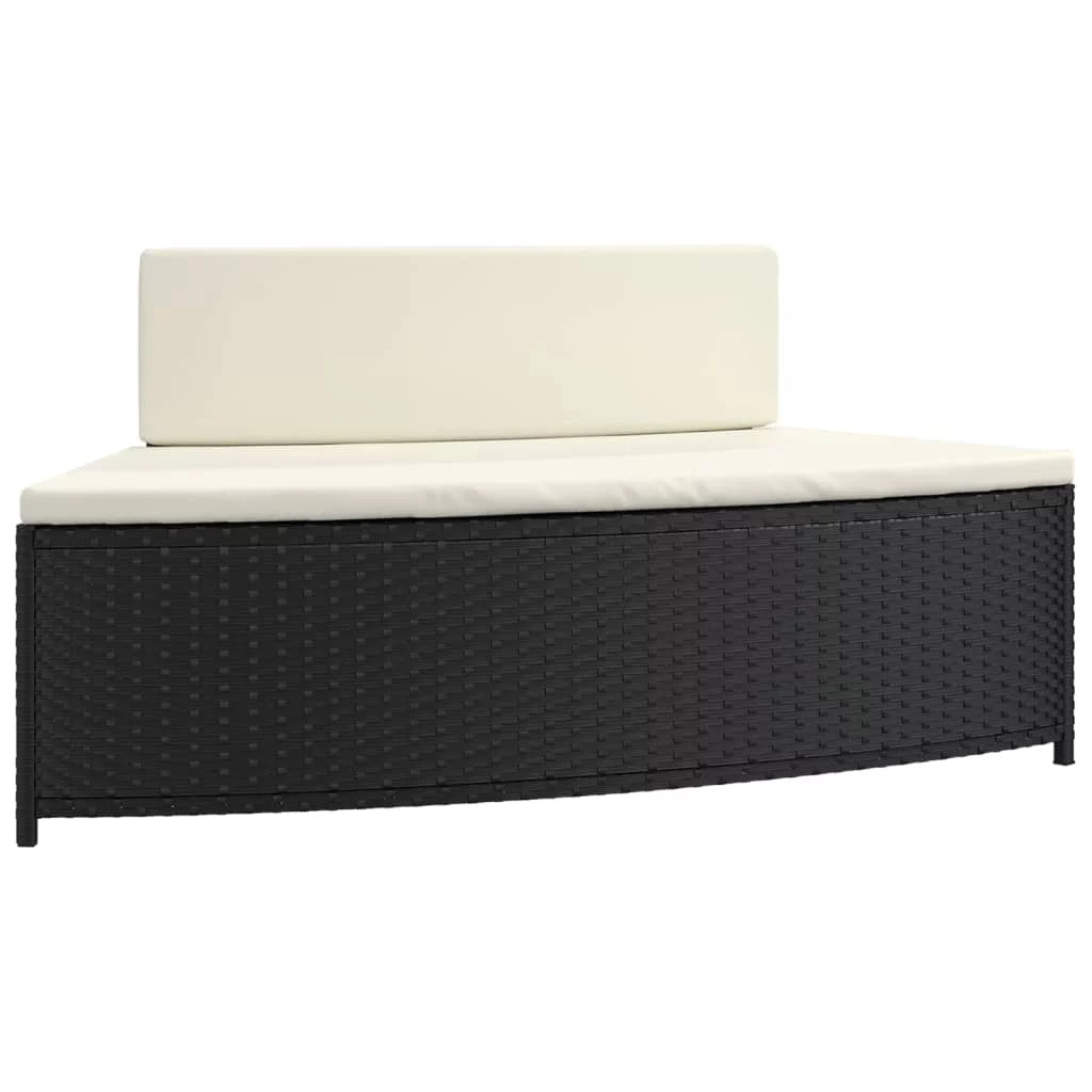 Black Poly Rattan Spa Benches with Cushions 2 pcs J9404