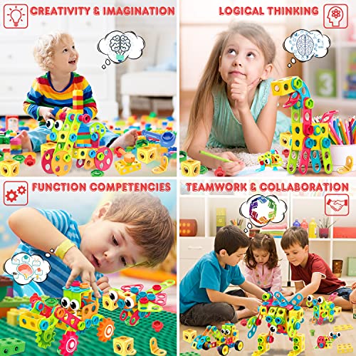 195 Pcs STEM Building Blocks Toy Set with Storage Box U723192