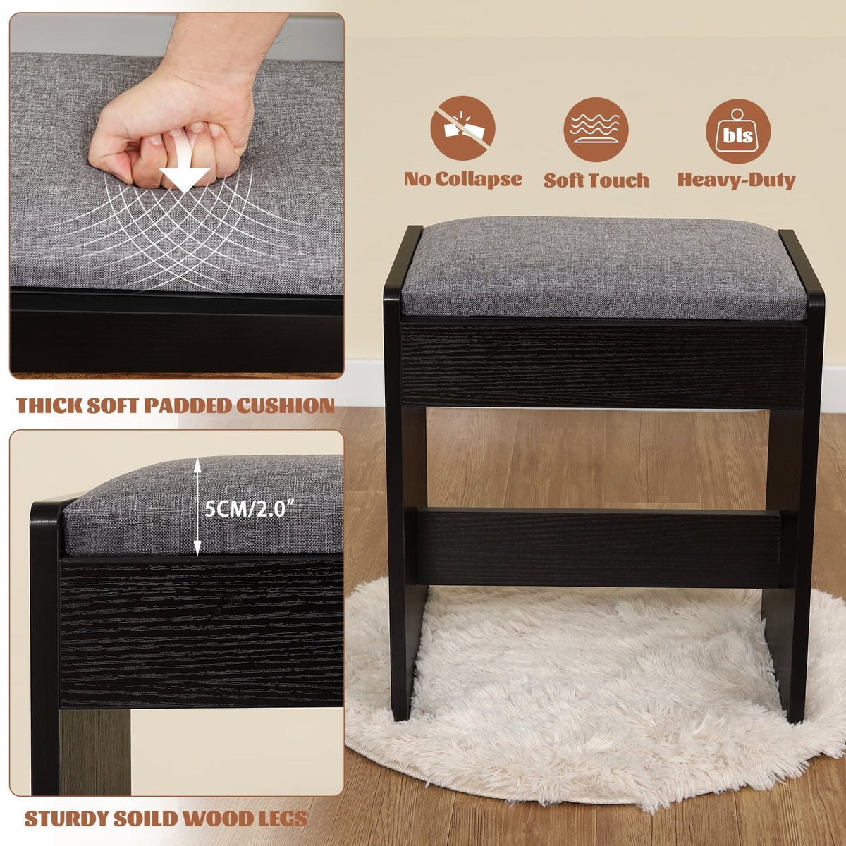 Black Makeup Vanity Table with Lighted Mirror and Stool C686