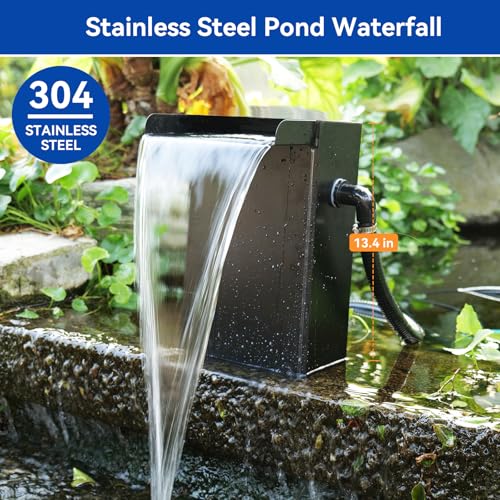 24 Inch Stainless Steel Pond Waterfall Spillway with 1200GPH Pump D6132