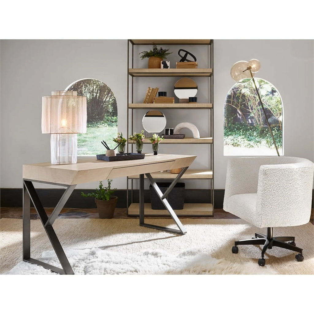 Modern Farmhouse Etagere in Tan Natural Oak P47778