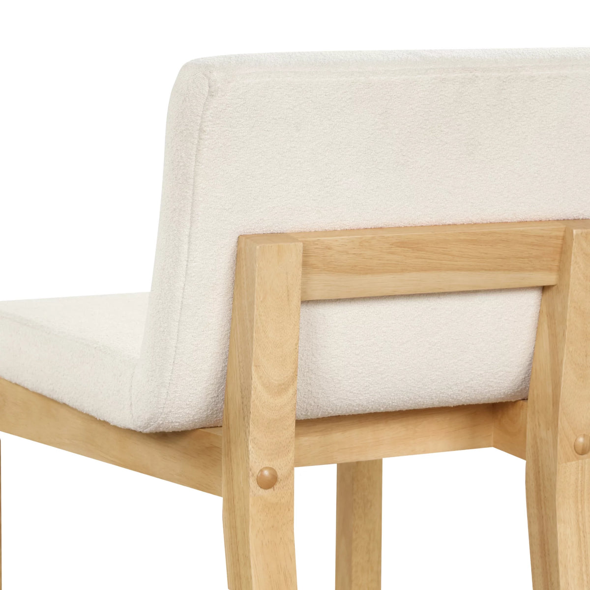 Counter Height Bar Stool with Back Upholstered Boucle Linen White Light Brown D8610