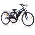 36V 350W 10AH 3 Wheels Fat Tires Electric Tricycle with Rear Basket, Blue W694