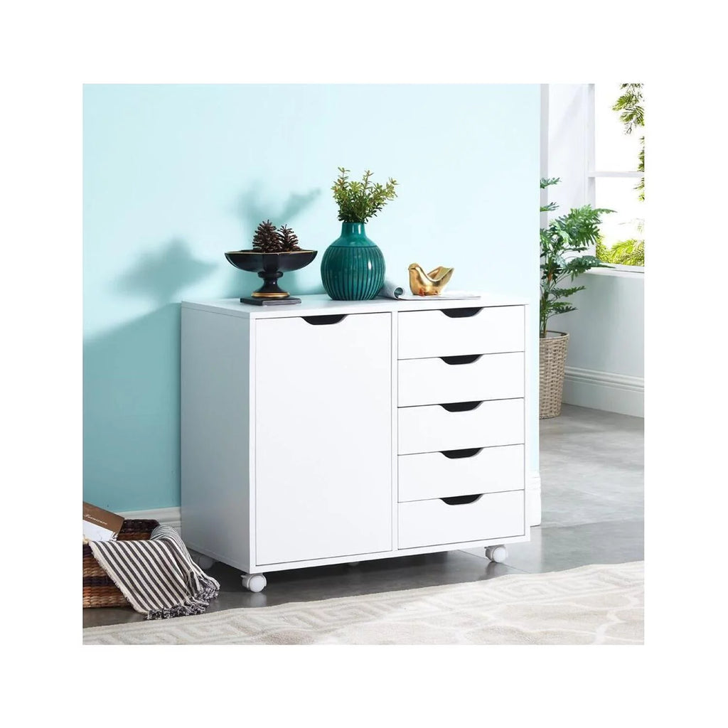 White 5 Drawer Storage Cabinet with Shelf U440096