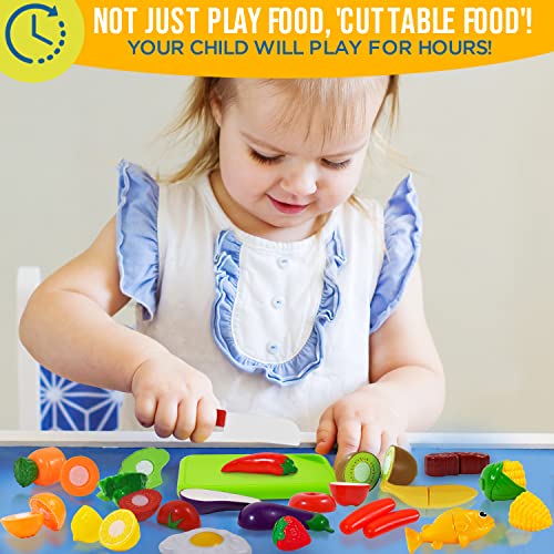 Play Food and Stainless-Steel Pots and Pans and Utensils Toy Kitchen Playset E812