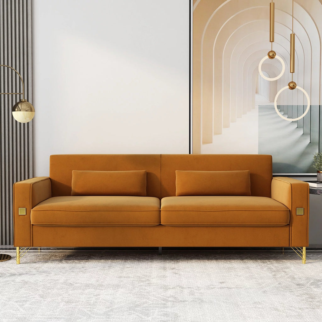 Black Velvet Loveseat with Metal Legs E640