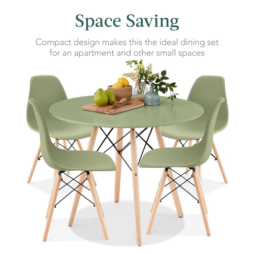5-Piece Dining Set with 4 Chairs, Plastic Seats, Wooden Legs, Metal Frame H545114