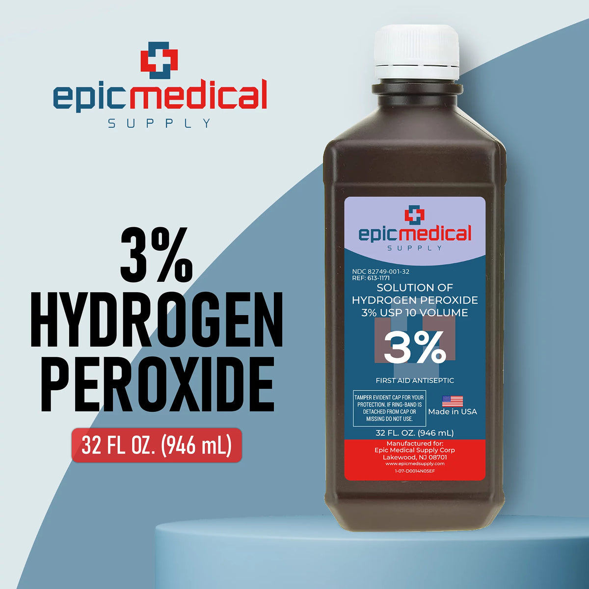 Hydrogen Peroxide First Aid Antiseptic 3% USP 32 oz U310556