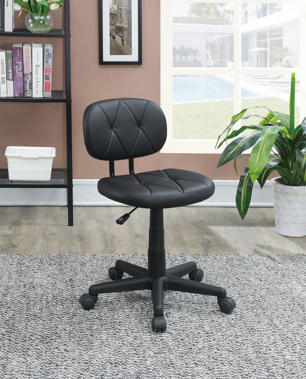 Black PU Leather Low-Back Office Chair K3433