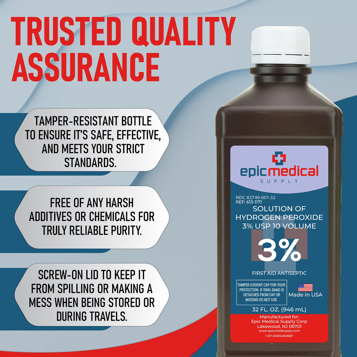 Hydrogen Peroxide First Aid Antiseptic 3% USP 32 oz U310556
