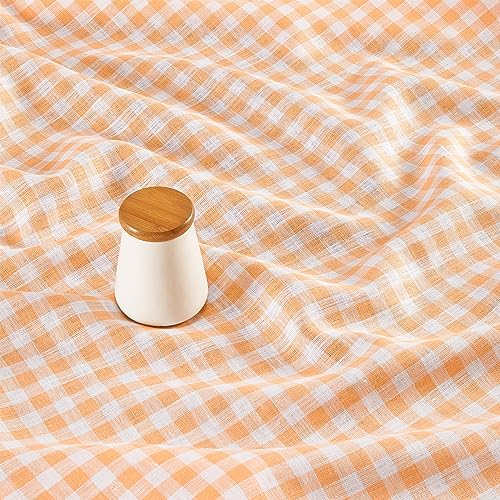 100% Pure Linen Checkered Tablecloth 60 x 132 Inch P11706