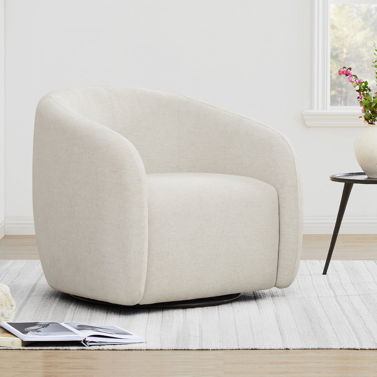 Swivel Upholstered Fabric Accent Chair O8291