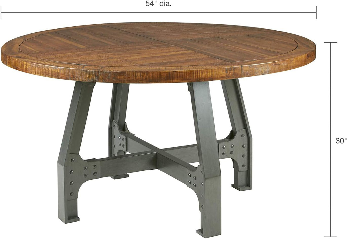 Solid Wood Metal Base Round Dining Table Y203