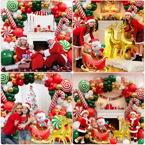 Red White Green Gold Christmas Balloon Arch Kit Z57390