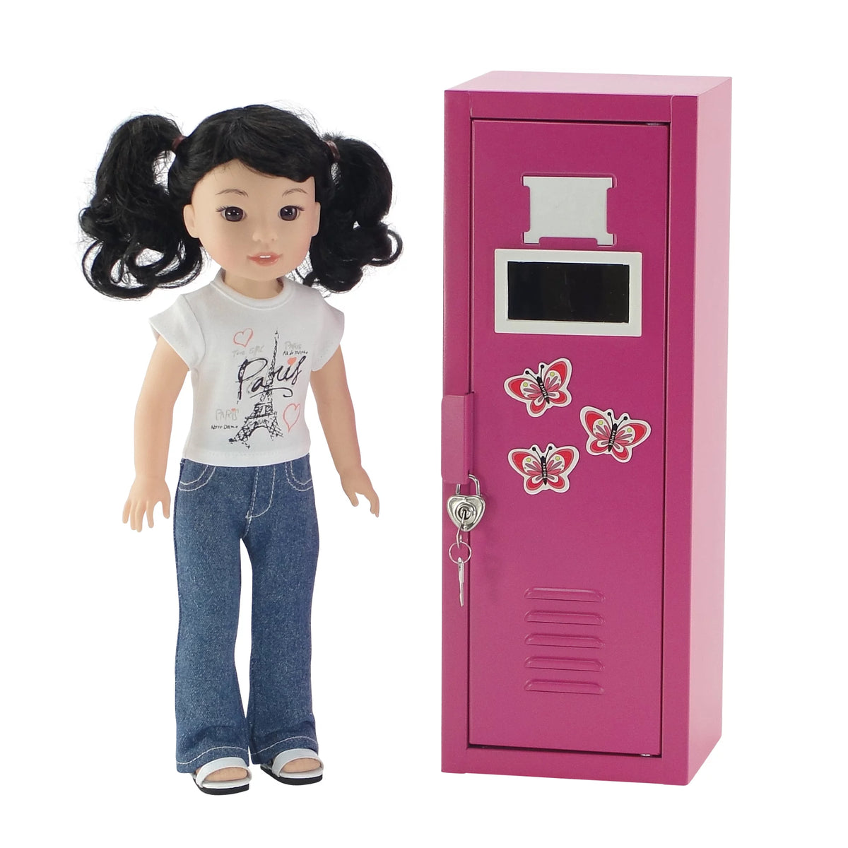 14 Inch Doll Furniture Locker Storage Accessory with Lock and Key E47060