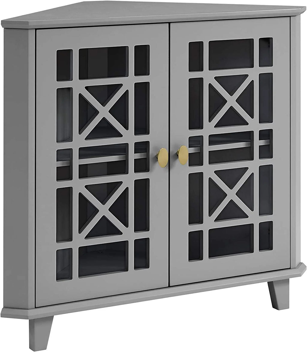 2 Door Corner Accent Table 32 Inch Grey N988