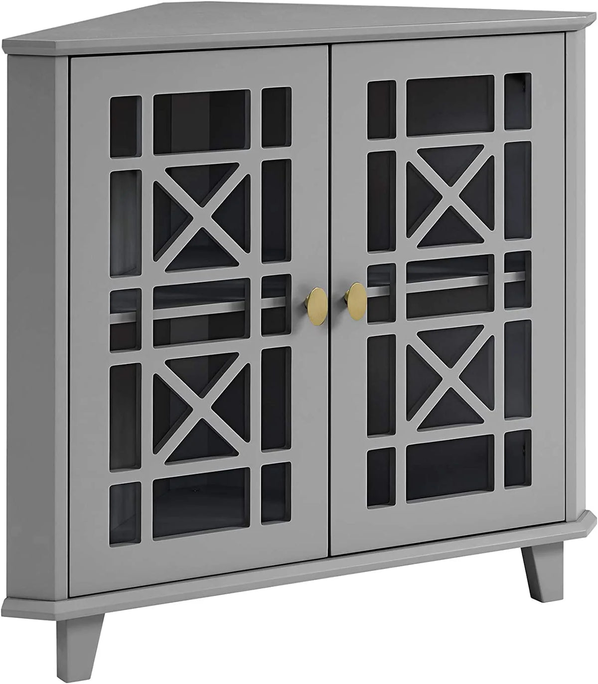 2 Door Corner Accent Table 32 Inch Grey N988