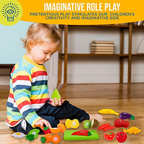 Play Food and Stainless-Steel Pots and Pans and Utensils Toy Kitchen Playset E812